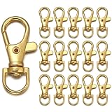 HappyHome ナスカン キーホルダー金具 30個セット 全長38mm 内径10mm 回転フック アクセサリ金具 亜鉛合金製 (ゴールド30個入)