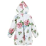 (キュート ウィンク) Cute Wink キッズ ガールズ かわいい 花柄 レインコート 収納袋付 ホワイト L