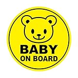 Sticker Shop Haru BABY ON BOARD マグネット くま 丸型 イエロー