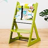 【ベビーチェア ハイチェア 高さ調節 木製 専用クッション付き】こどもと一緒に成長するチェア 高さ調節可能！ 安全ベルト付き ふかふかクッションセット チェア色：ライム クッション色／柄：アニマルブル