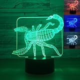 3d The ScorpionナイトライトテーブルデスクOptical Illusionランプ7色変更ライトLEDテーブルランプXmasホームLove Brithday子供キッズ装飾おもちゃギフト