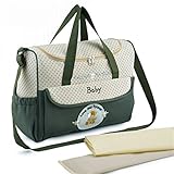 KANGMING マザーズバッグ 3way ショルダーバッグ 斜めがけ トート ベビーカー用 大容量 軽量 バッグ ビジネスバッグ シンプルなのに機能的 ママバッグ (グリーン)