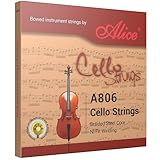 Alice（アリス）チェロ弦 4/4弦セット·練習・演奏兼用弦 スチールコア、クロム合金材質 Cello Strings A806