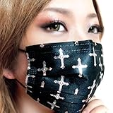 vegonia(ベゴニア) （ブラックマスク）シリーズ キラキラマスク(個包装)　男女 兼用 おしゃれ マスク (十字架)