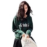 Lime 女の子の秋と冬のシーズンカジュアルな純粋な綿のプルオーバー快適なフード付きのスエットシャツ緑の保温ロングスリーブコート ( 色 : 緑 , サイズ さいず : S s )