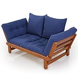 ソファ ソファーベッド 北欧ソファ 2人掛け ミルフィーユマットレス 天然木フレーム チェリー×ネイビー