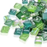 TOMOTHY モザイクタイル 10mm 180g 飾りタイル ガラス タイル ハンドメイド タイルクラフト モザイクグラス 夏休み 工作 1㎝ グリーンミックス