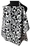 Palm and Pond Breastfeeding Cover - Black Flowers Medium