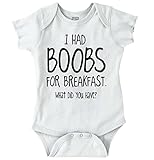 Boobs For Breakfast新しい両親ベビーシャワーギフトFunny Baby Onesieボディスーツ US サイズ: 24 Months カラー: ホワイト