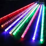 Lipoint ソーラーストリングライト LEDツララスティックライト イルミネーション 流星雨 144LED 30CM 8本セット 防水 建築、ツリー、クリスマス装飾用(カラー)