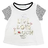 First Impressions ' Live Love Laugh ' Leopard Print Sleeve Top カラー: ホワイト