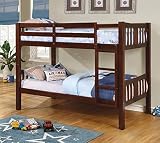 Furniture of America Davis Transitional Bunk Bed, Twin/Twin, Dark Walnut [並行輸入品]
