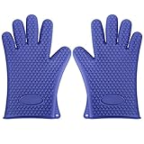 [TKOOFN]電子レンジ用　耐熱グローブ　シリコン　耐熱手袋　左右一組セット(ディープブルー)