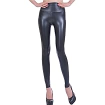 Amazon.co.jp: 無地フェイクレザーレギンス/レディース/革