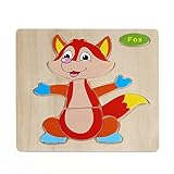 Little star Baby Toys Child Educational Animals 3D Puzzle Wooden Toys Birthday Gift Fox [並行輸入品]