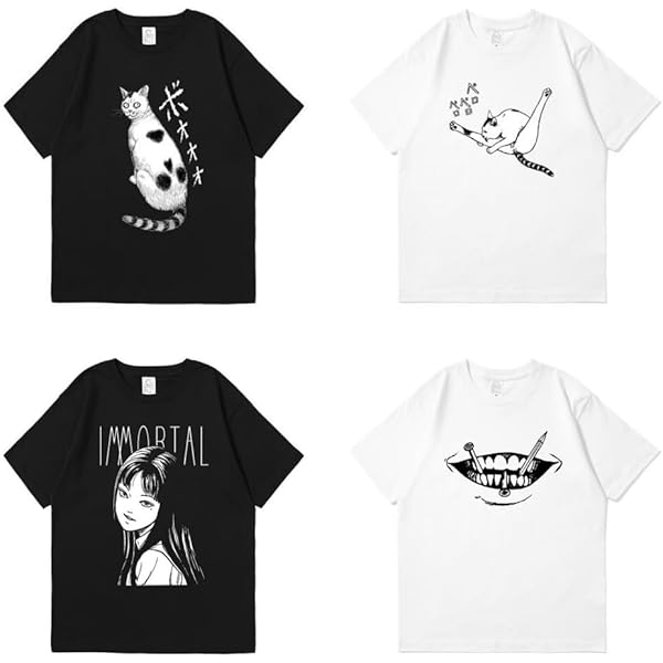 Amazon.co.jp: TWXDEW(まき) 伊藤潤二 川上富江 猫 tシャツ コットン