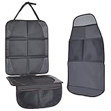 GEEDIAR チャイルドシート マット 保護 ベビーシートマット シートプロテクター 車シート保護 滑り止め シート 座席保護 へたれ防止 クッション厚め 滑り止め 収納ポケット付き
