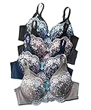 [ニッセン] ブラジャー 花柄刺しゅうフルカップブラジャー４枚組 4枚組(ダークカラー) C75