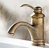 Aquafaucet European Style Single Handle Centerset Bathroom Antique Brass Mixer Faucet for Vanity Sin