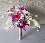 ラベンダーライラックOrchidリアルタッチカラーリリー柄肩コサージュ 12" Bouquet