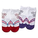 GudeHome 2セット ベビーソックス 女の子足袋風 靴下 草履柄 ぞっくす 12～15cm／赤