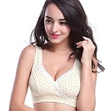(セブンシティー) 7city マタニティ ブラジャー 授乳用 ノンワイヤー ドット (L/36, イエロー＆ドットS)