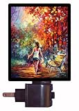 カラフルな夜ライト – Barefooted Stroll – Girl Walkin in Park LED Night Light