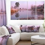 DesignArt Pathway to Fairy秋sky-landscape印刷壁アートワーク 48x28" - 4 Equal Panels イエロー PT11321-271