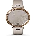 Garmin Lily, Small Stylish Fitness Smartwatch with Touchscreen and Patterned Lens, Rose Gold with Light Tan Case and Silicone