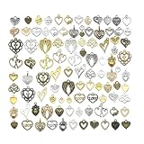 [YFFSFDC] チャーム アクセサリーパーツ 100個セット ネックレス/イヤリング/ペンダント飾り ジュエリー DIY オーナメント ハンドメイド 手作り 贈り物 飾り物 工芸品 (ハートシリーズ 5色)
