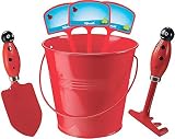 Kids Gardening Set with Rake Trowel and Plant Markers (Red Ladybug) [並行輸入品]