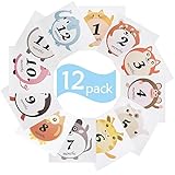 meetory Baby Monthly Stickers、ベビー最初年月Age Growthマイルストーン動物ステッカーユニセックス、1に12月