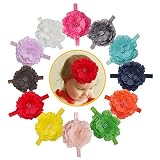 DUOQU Baby Girl's Soft Headbands Hairband With Flower Boutique Hair Accessories Multicolor 12 Pcs by