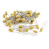 uxcell タンタルコンデンサビーズ　50個入り　0.22uF　16V　2ピン　ピッチ2.5mm　ラジアル　 イエロー