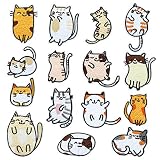 LEMESO ワッペン アイロン 刺しゅうパッチ 猫 ねこ 15枚入 アップリケ