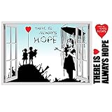 Alonlineアート – Banksy CollageガンヒルKidsガールズHope Fake 3dウィンドウビニールステッカーデカール60 " x35 " – 151 X 89 cm壁ステッカー
