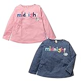 (ピンク/80cm)子供服 女の子 Tシャツ 長袖 ロゴプリント 羊柄刺繍 バック総柄切替 女児 ベビー