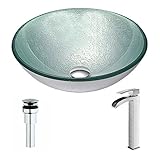 Spiritoシリーズdeco-glass容器シンクでChurningシルバーwithキー蛇口でつや消しニッケル