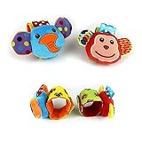 toymytoy Baby RattleおもちゃWrist Rattles手Foots Finders Developmentalソフトおもちゃ2ペア( Monkey and Elephant )