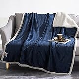 シェルパスロー毛布オーバーサイズソフトリバーシブルマイクロファイバー毛布ソファベッド 50*60 ブルー