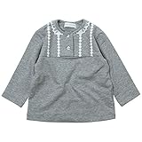 《春夏対応》(日本製) Pample Mousse(パンプルムース) コンパクト天竺フリルレースインナー長袖Tシャツ 95cm /ネイビー NO.DP-71807