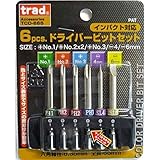 (業務用5セット) TRAD ドライバービットセット/先端工具 【6個入り×5セット】 全長：65mm TCD-665 〔DIY用品/大工道具〕