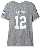 NFL Girls 7 – 16 Andrew Luck Indianapolis Colts Girls – メインストライプVネックPlayer Name半袖Tシャツ、ヘザーグレー、M ( 10 