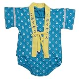 甚平 ロンパース はっぴ 腹掛け セット ベビー 女の子 はらかけ 甚平グレコ 氷屋さん-青-5657 80