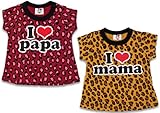 (アイラブパパ&ママ)I lovePaPa&Mama アイラブロゴ 豹柄 Aライン 半そでTシャツ 80cm ママブラウン