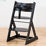 笑顔のダイニングベビーチェアー 木製椅子 安心強度の三角形ベース 【マジカルチェア】 ブラック色