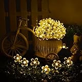 Jimeng　桃花　LEDストリングライト　イルミネーションLEDライト　ソーラーパネル ソーラー充電式　全長7ｍ　LED50灯　ウォームホワイト