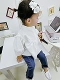2017春女児白シャツ女の赤ちゃん人形かわいいシャツの上着の小童純綿丸い领トレンカシャツ [並行輸入品]