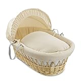 Clair de Lune Waffle Natural Wicker Moses Basket (Cream) by Clair de Lune