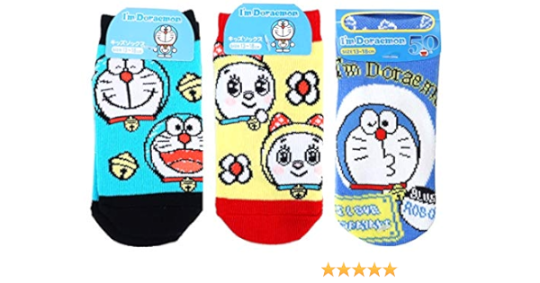 Amazon Co Jp ドラえもん キッズソックス ３柄セット アイムドラえもん ブルー ドラミちゃん イエロー アイコン ブルー 服 ファッション小物